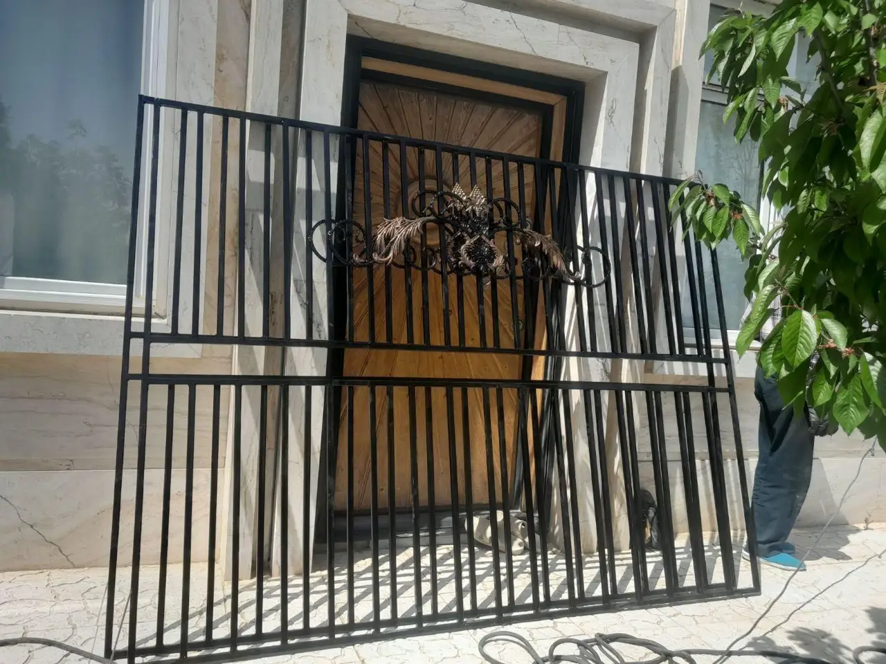 حفاظ درب اکاردونی نرده چهارچوب شاخ گوزنی جوشکار